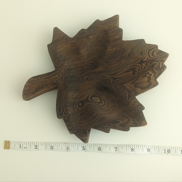 Hand Carved Leaf Tray Decor - Picture 3 of 4